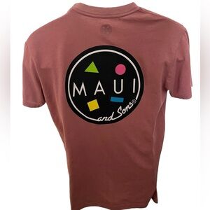 MAUI and SONS Mauve Logo Hawaiian Tee Shirt Men M Medium